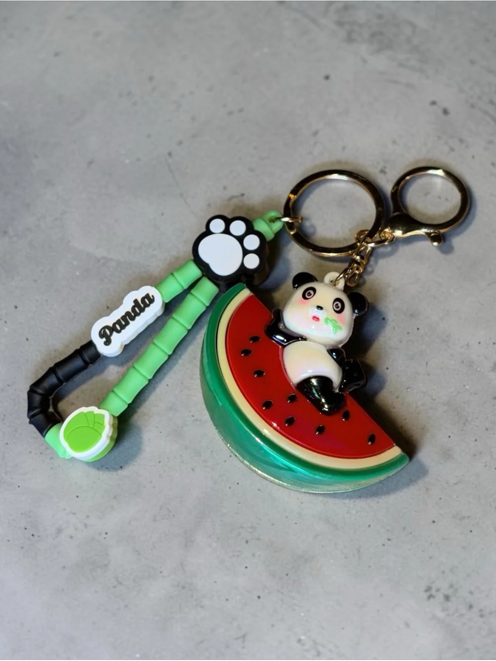 Panda on Watermelon Keychain